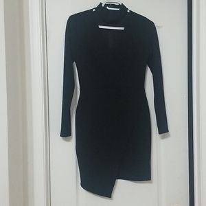 Long sleeve halter neck dress